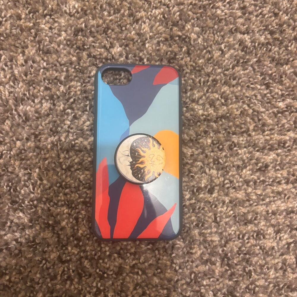 Multi coloured pop socket phone
